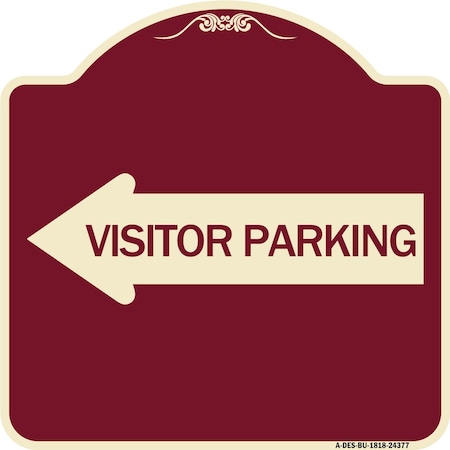 Signmission Visitor Parking With Left Arrow Heavy-Gauge Aluminum Architectural Sign, 18" x 18", BU-1818-24377 A-DES-BU-1818-24377